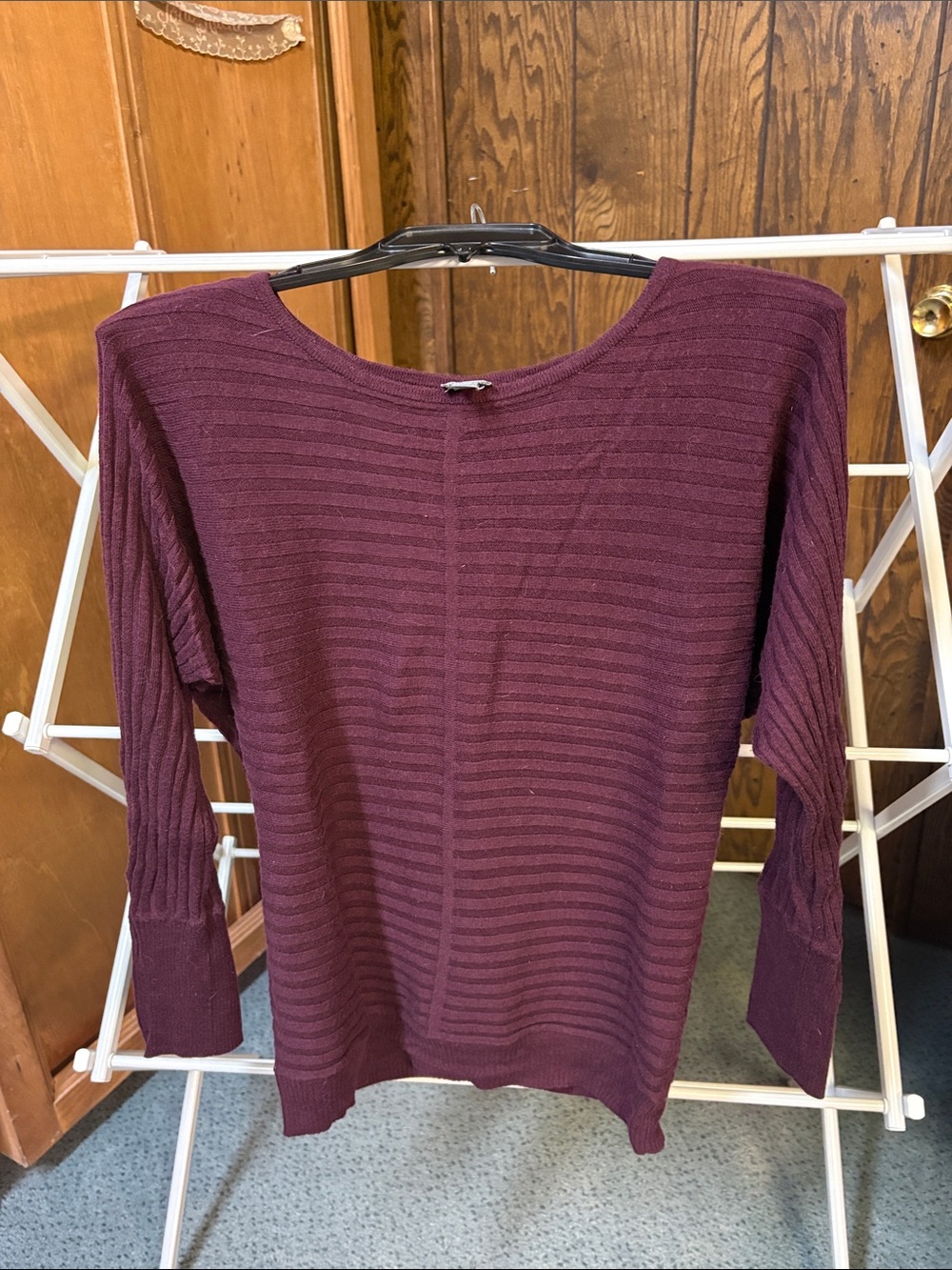 New York & Company Soho Ribbed Deep Plum Top